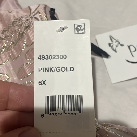 Pippa & Julie 6x pink gold floral brocade dress nwt dressy fancy shimmer - Picture 5 of 12